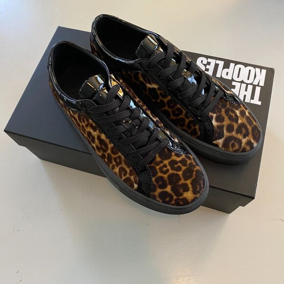 NIB NEW The Kooples Leo Poulain Leather Animal Print Sneaker 38 - Picture 4 of 6